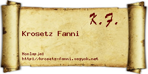 Krosetz Fanni névjegykártya